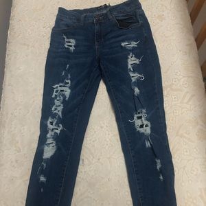 Cropped ripped denim